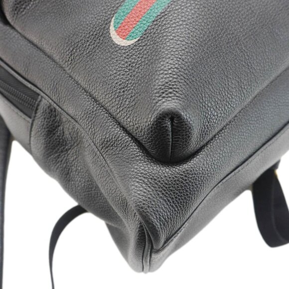 Gucci  Web Logo Print Leather Backpack Black main image 8